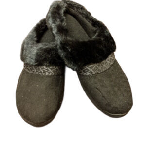 Black with Faux fur trim isotoner US 9.5-10 womens slippers